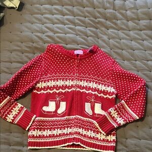 Cozy Red Kids Sweater with Boot Design